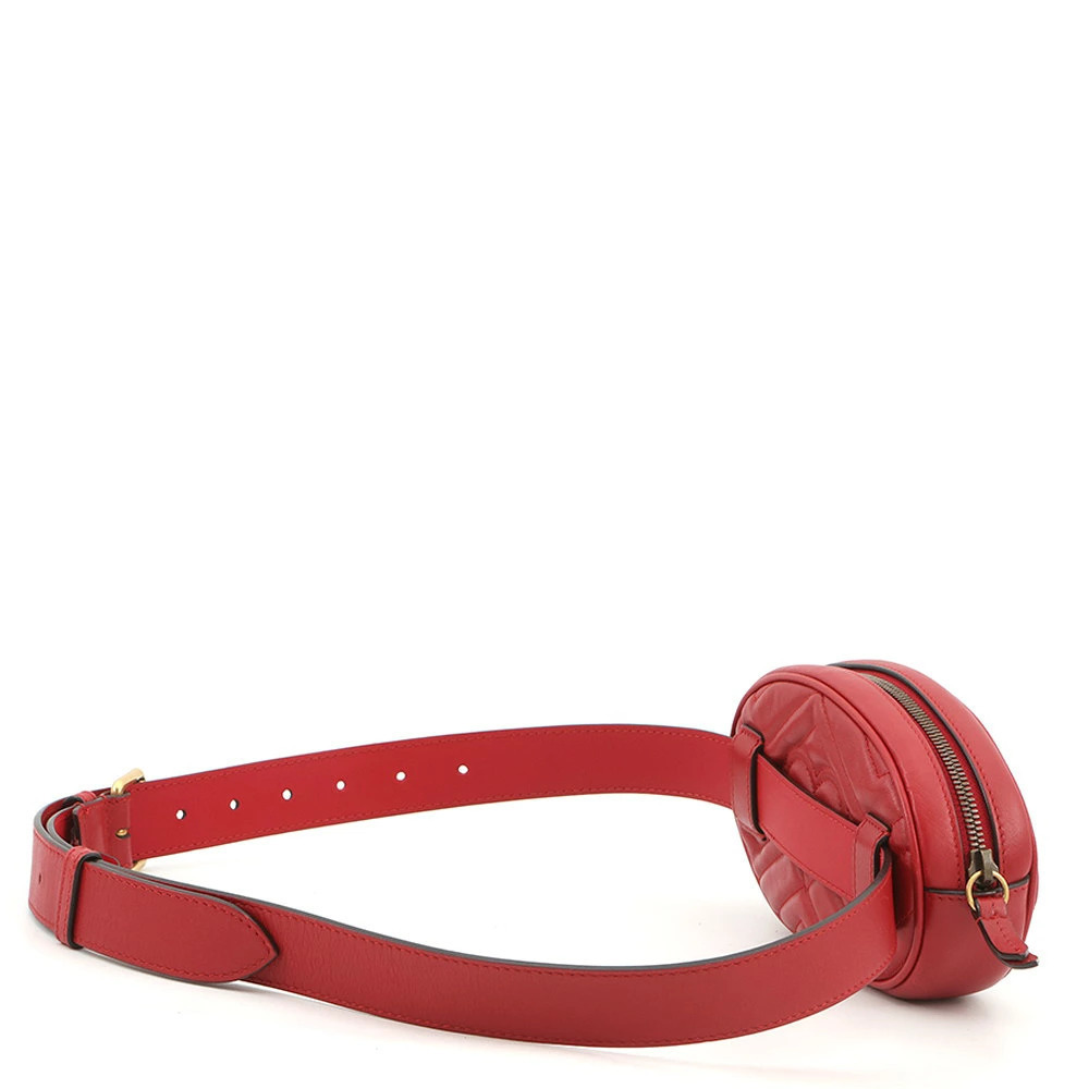 Gucci Waist Bag Quilted Belt GG Leather Pouch Marmont Black